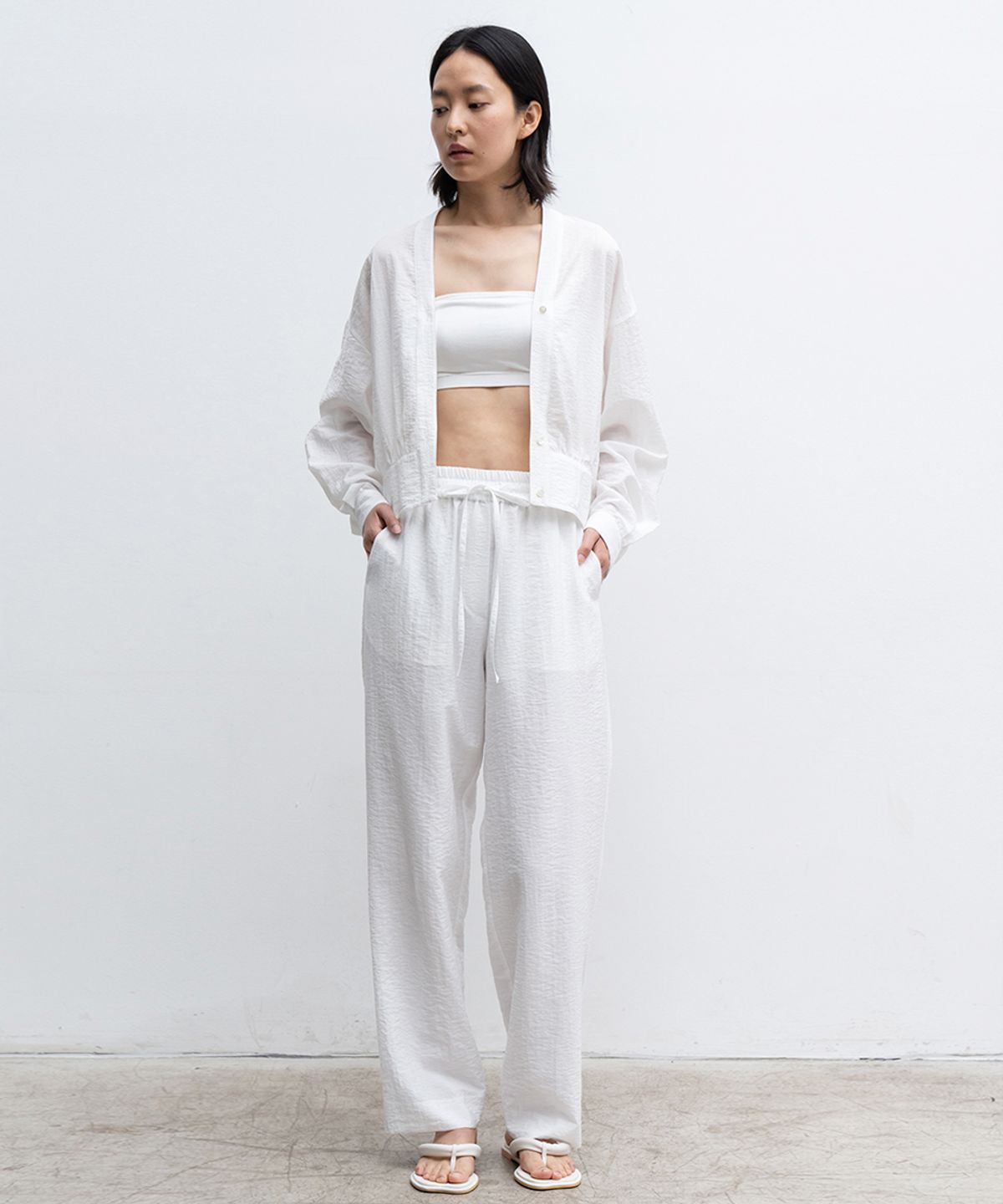 구아슈(GOUACHE) DRAWSTRING-WAIST TROUSERS (WHITE)