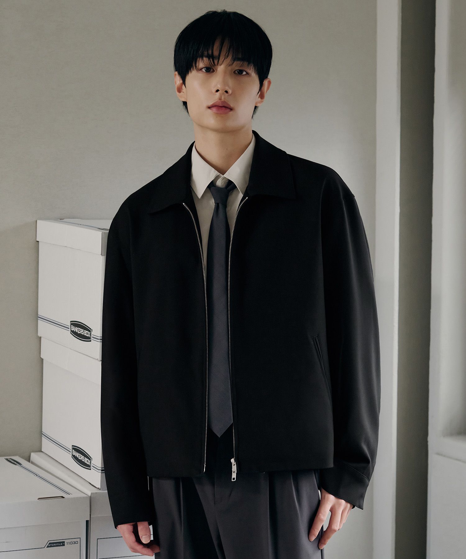 DRAW FIT Wool Blouson Jacket 黒 MUSINSA | DRAW FIT Dove Wool Blouson Jacket [BLACK]