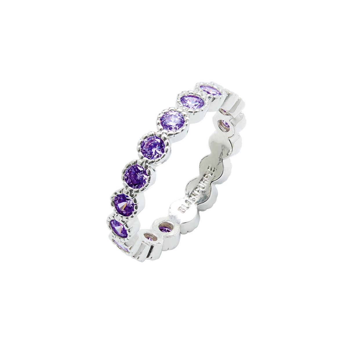 블랙 퍼플(BLACK PURPLE) 라운드 테니스 큐빅 반지 Round Tennis Cubic Ring_ 3 Colors