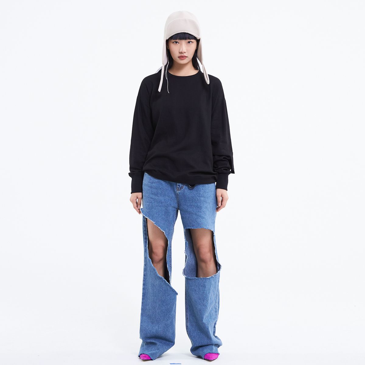 씨웨어 바이 더 지니어스(C WEAR BY THE GENIUS) 이어플랩 캡 아이보리