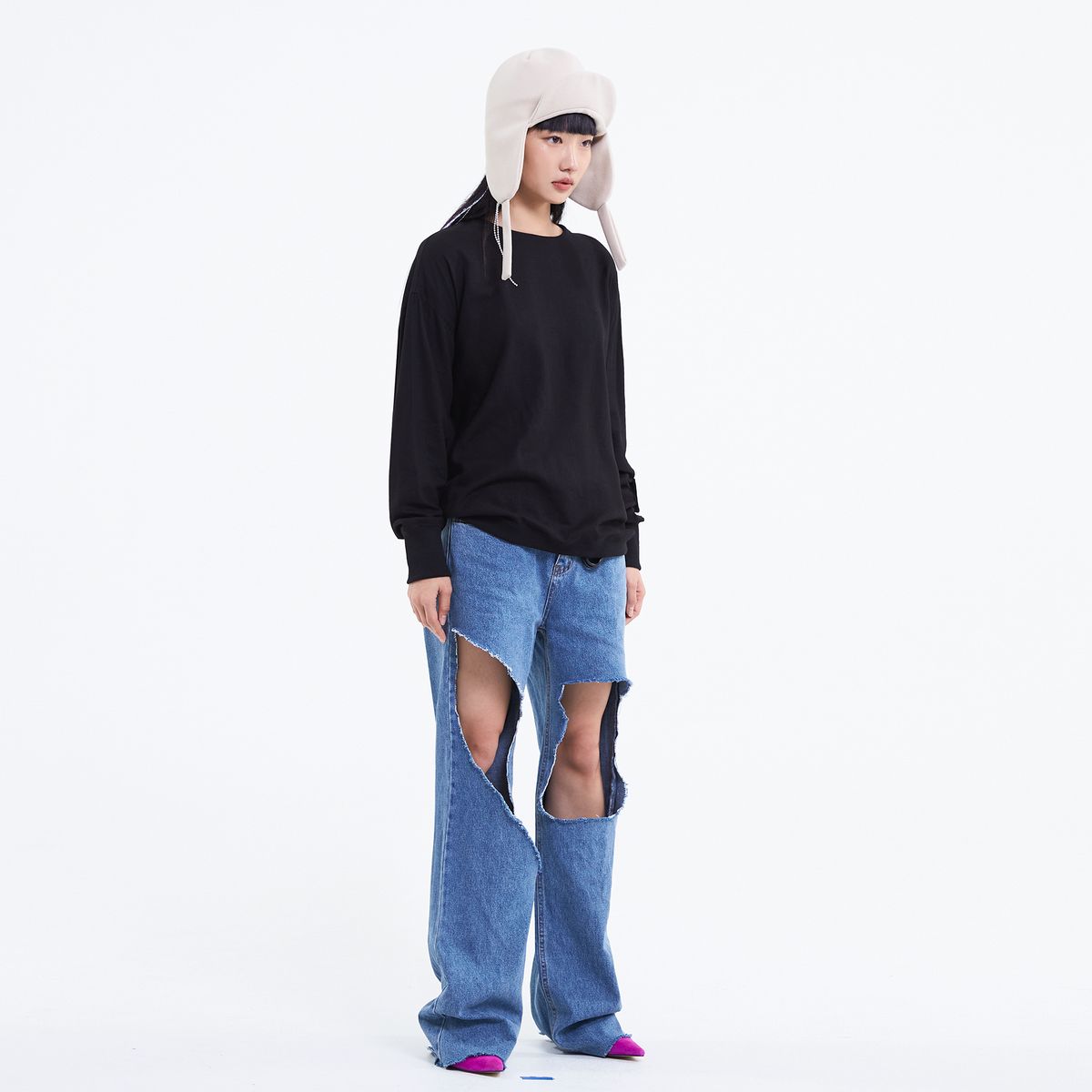 씨웨어 바이 더 지니어스(C WEAR BY THE GENIUS) 이어플랩 캡 아이보리