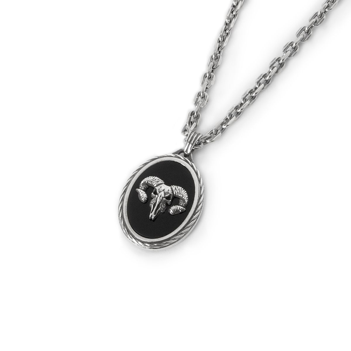 스팅925(STING925) Ram Skull Onyx Pendant