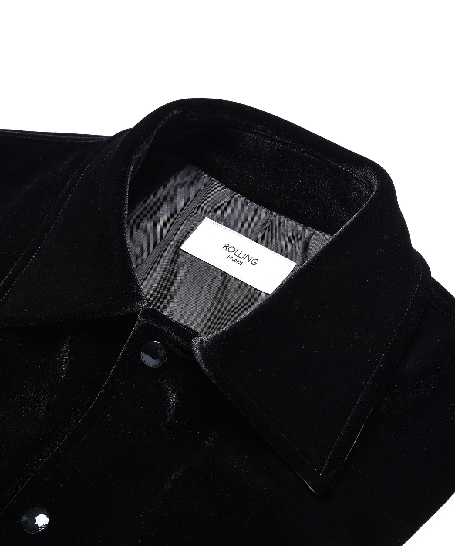 MUSINSA公式 | ROLLING STUDIOS VELVET VARSITY JACKET BLACK