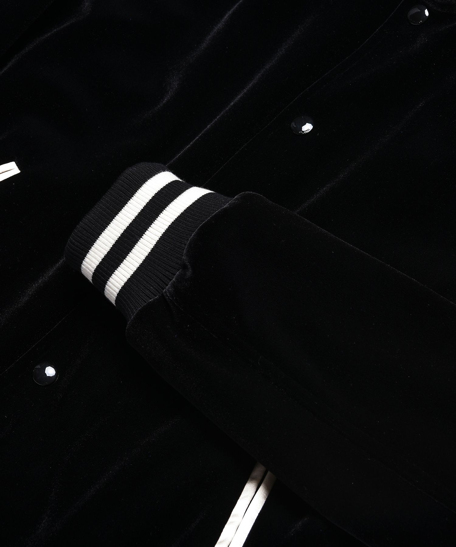 MUSINSA | ROLLING STUDIOS VELVET VARSITY JACKET BLACK