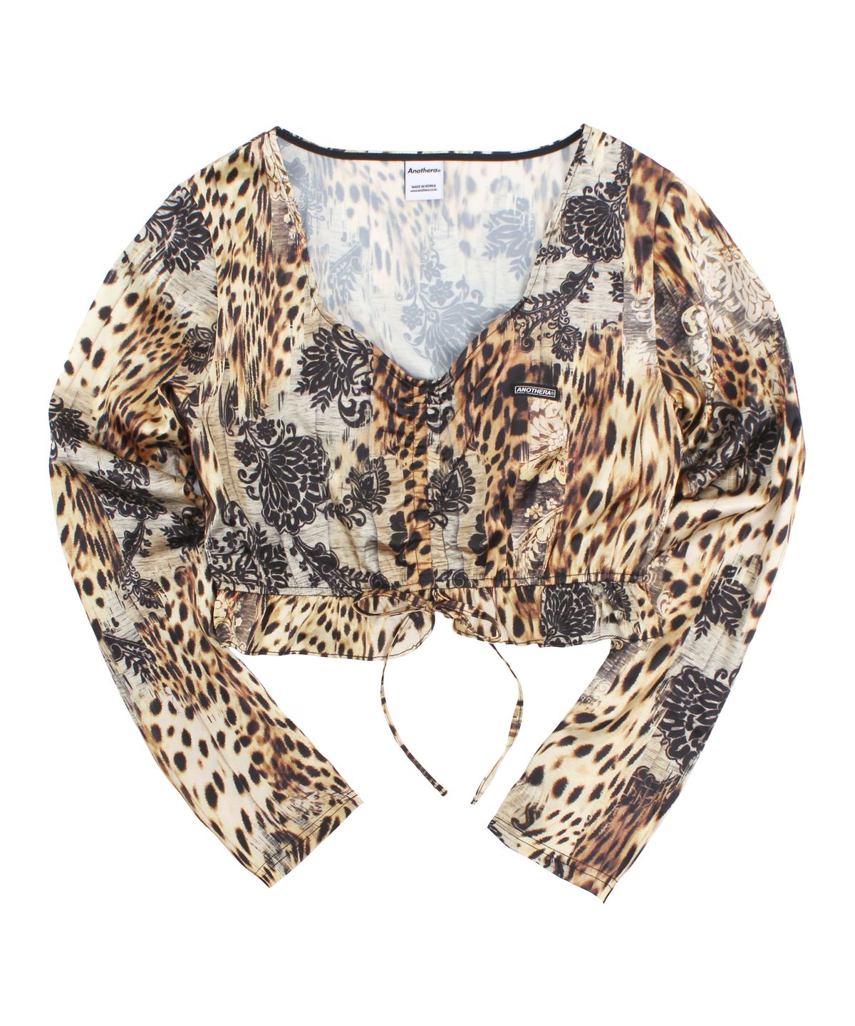 어나더에이(ANOTHER A) Satin Square Leopard Blouse