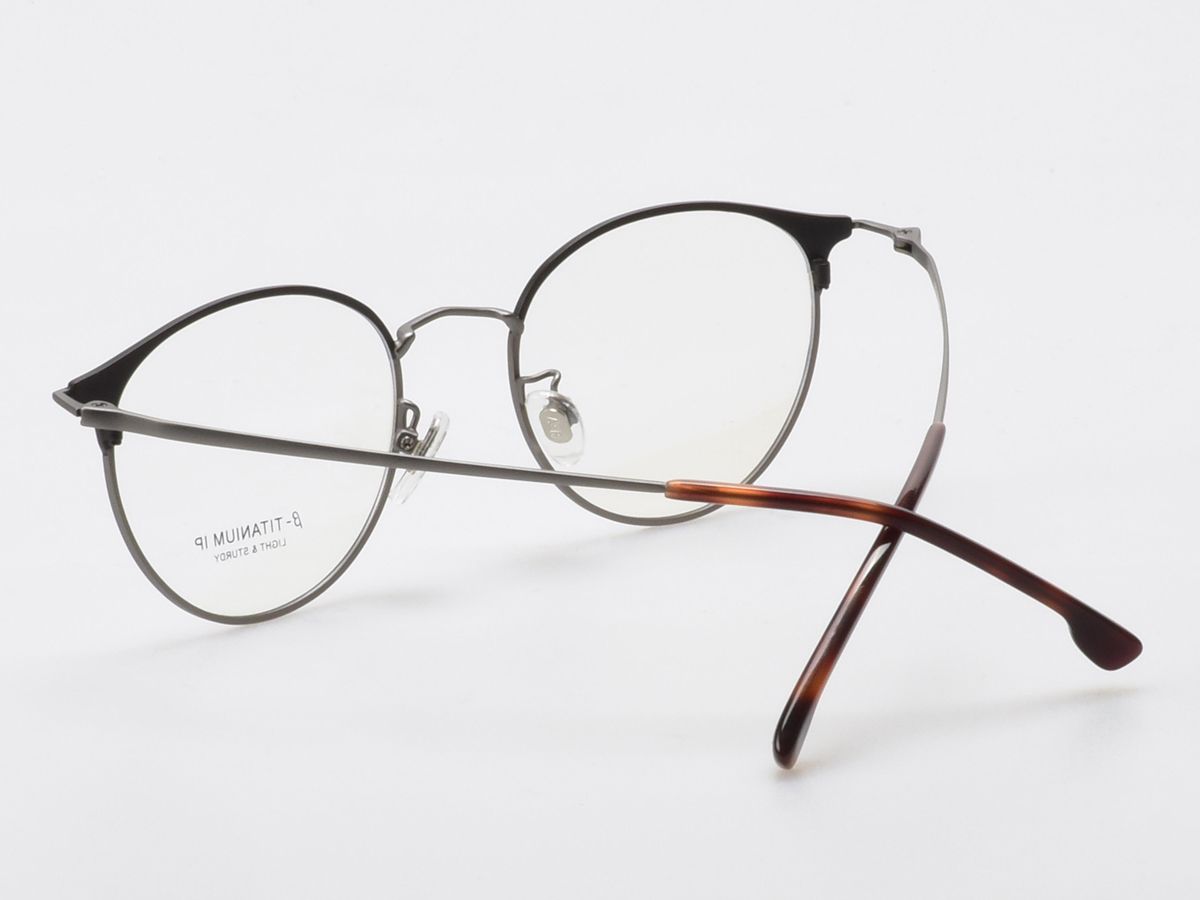 알로아이웨어(ALO EYEWEAR) [ALOXROUNZ] AR8013A C1 하프 투톤 블랙&그레이 베타티타늄 라운드 안경