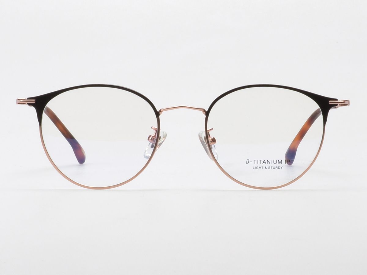 알로아이웨어(ALO EYEWEAR) [ALOXROUNZ] AR8013A C2 하프 투톤 블랙&로즈골드 베타티타늄 라운드 안경