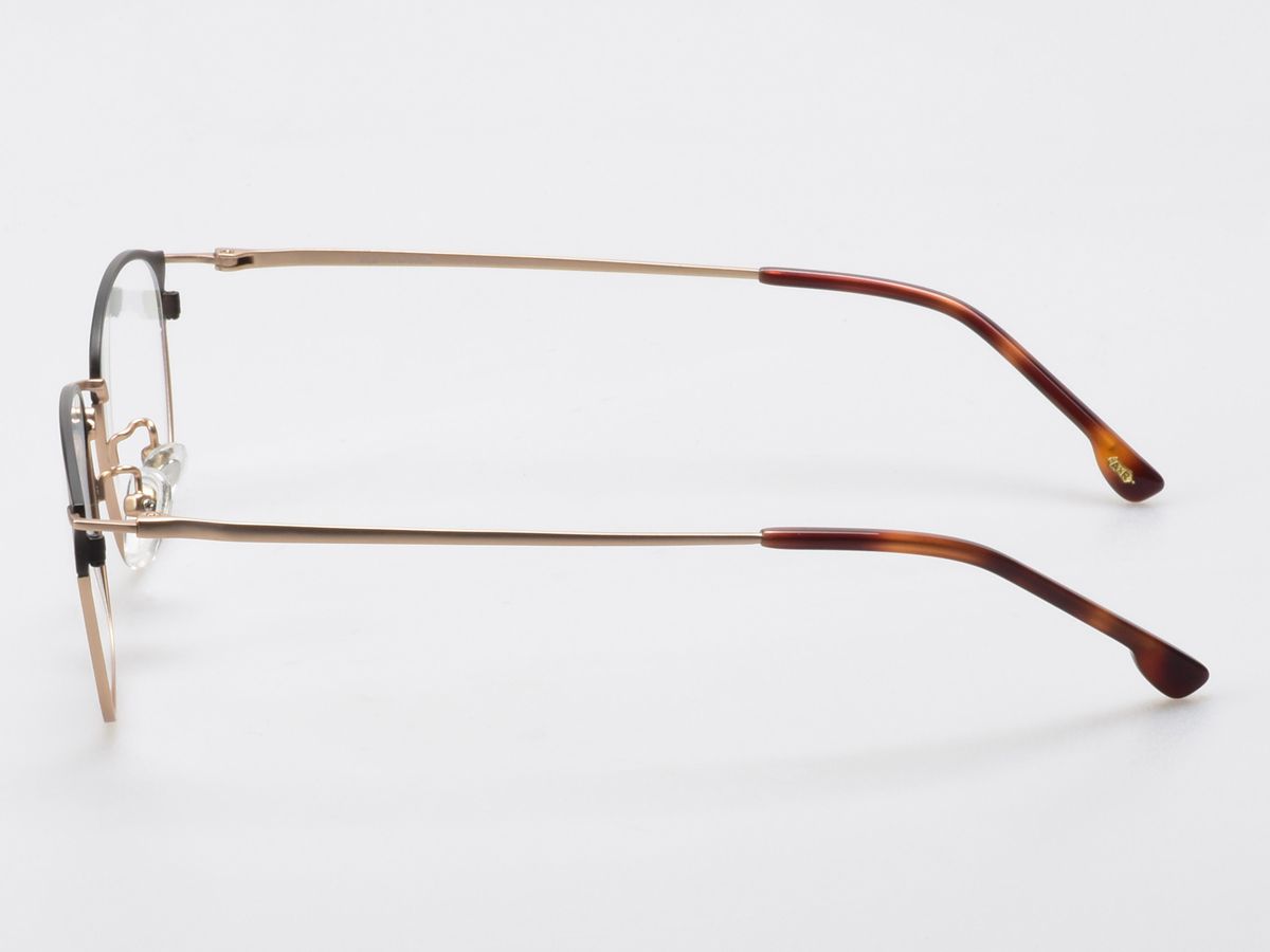 알로아이웨어(ALO EYEWEAR) [ALOXROUNZ] AR8014A C2 하프 투톤 블랙&골드 베타티타늄 스퀘어 안경