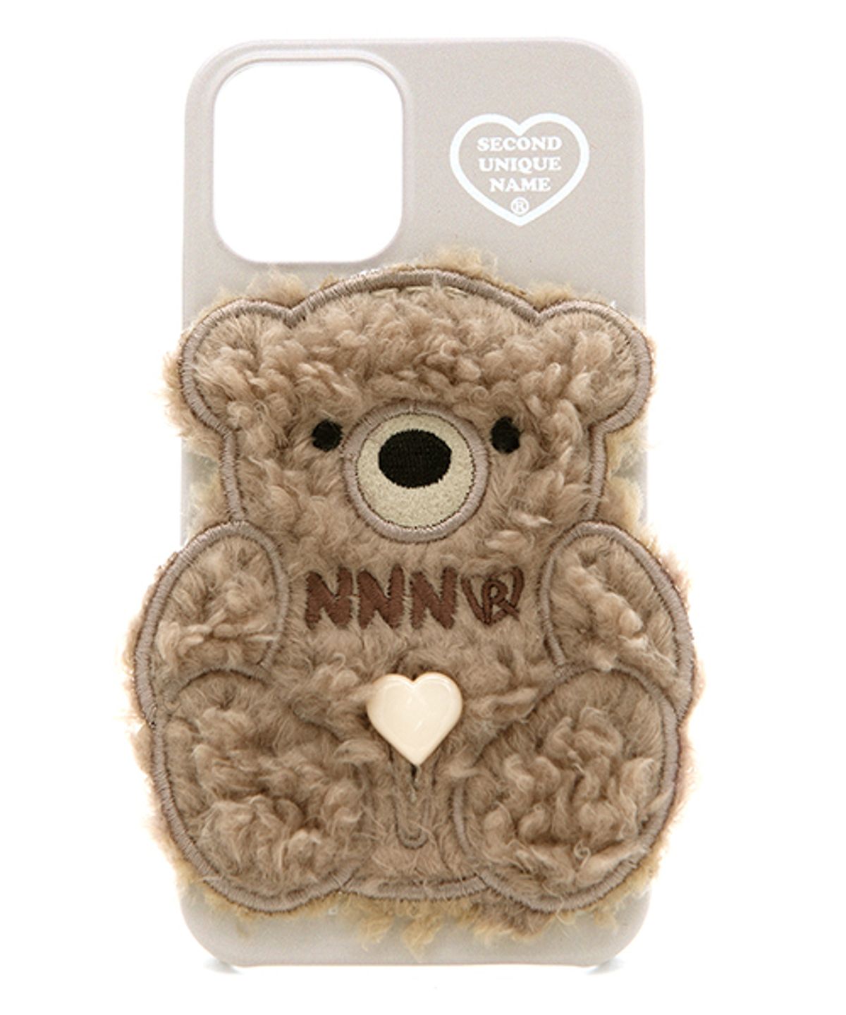 세컨드유니크네임(SECOND UNIQUE NAME) SUN CASE PATCH FLEECE BEAR MOCHA CREAM