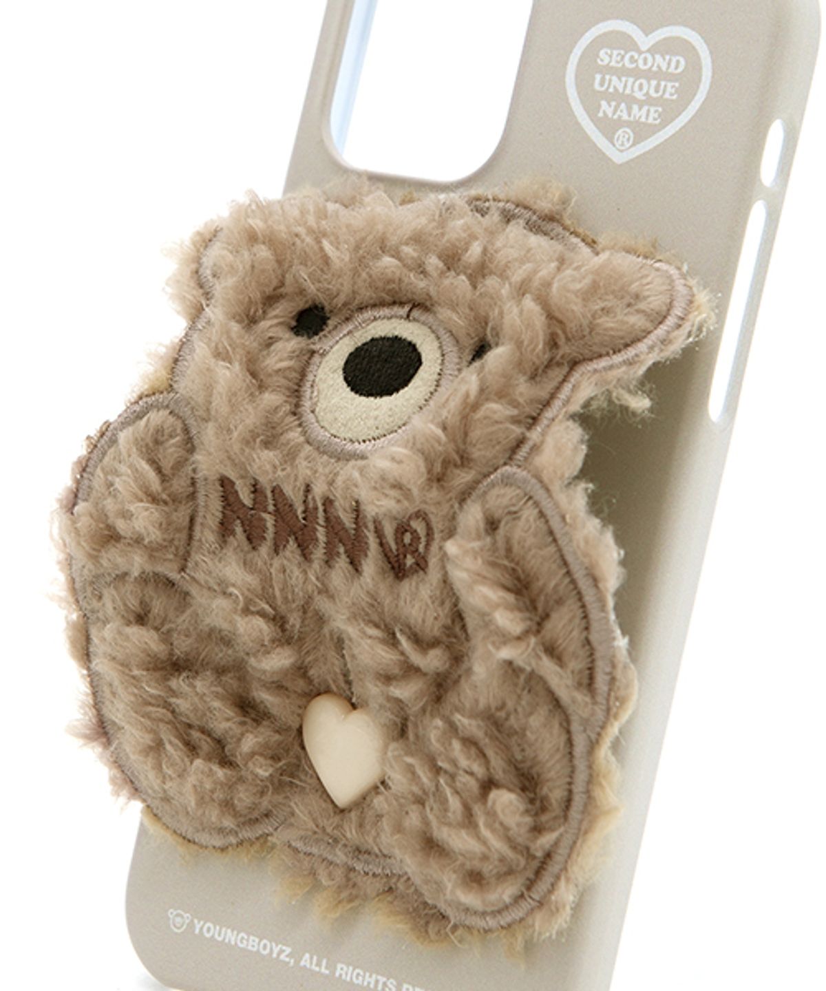 세컨드유니크네임(SECOND UNIQUE NAME) SUN CASE PATCH FLEECE BEAR MOCHA CREAM