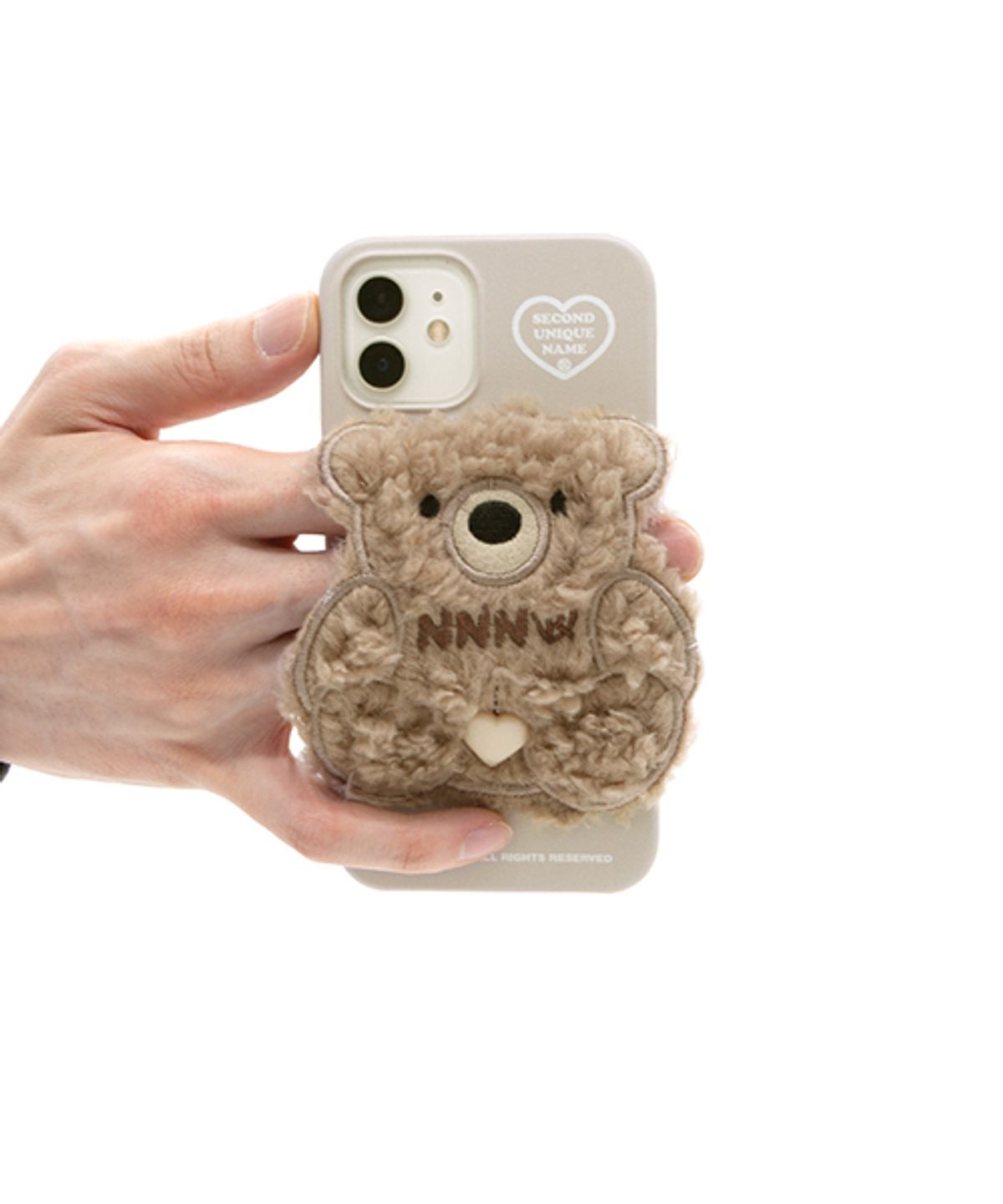 세컨드유니크네임(SECOND UNIQUE NAME) SUN CASE PATCH FLEECE BEAR MOCHA CREAM