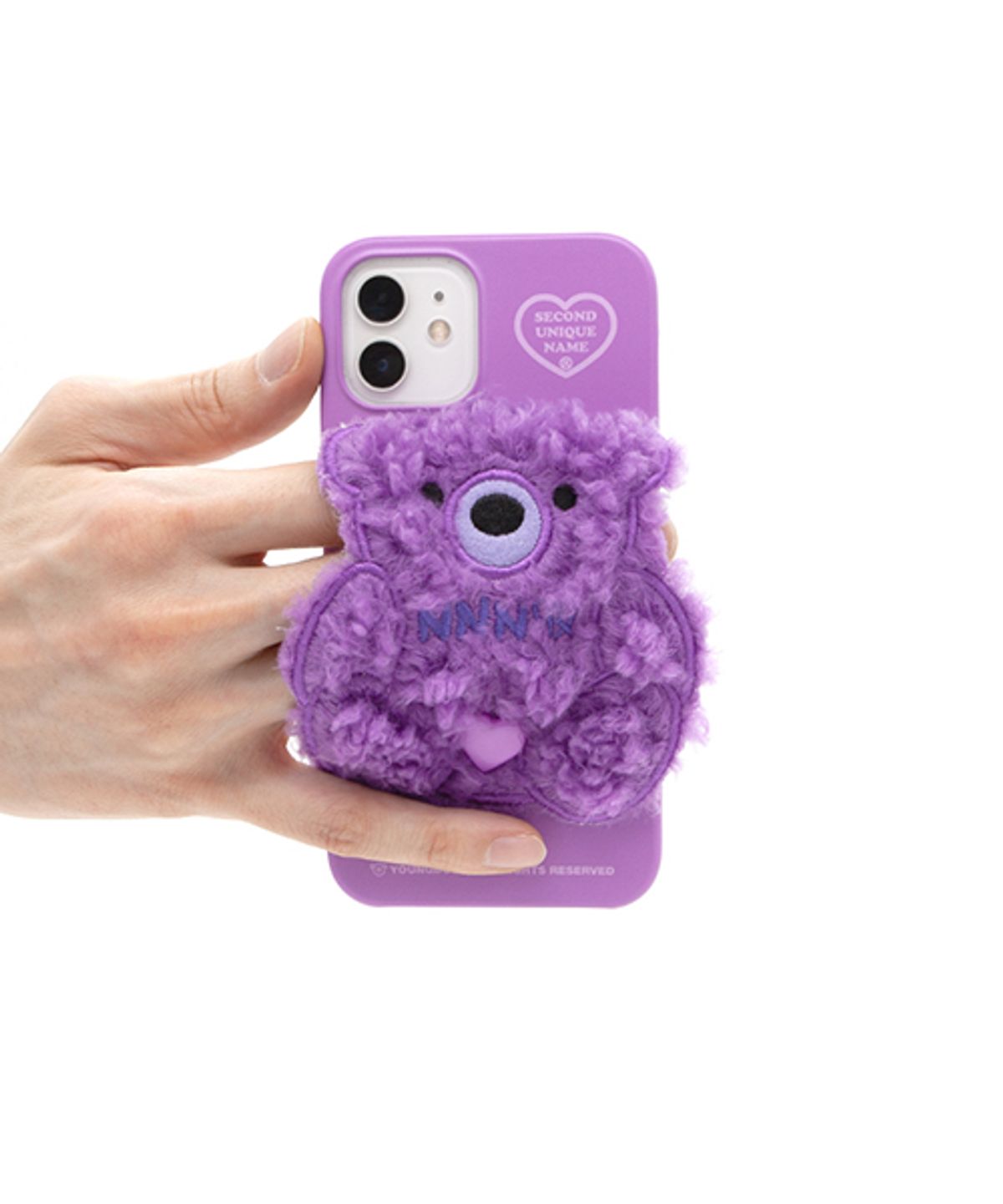 세컨드유니크네임(SECOND UNIQUE NAME) SUN CASE PATCH FLEECE BEAR SPARKLING PURPLE