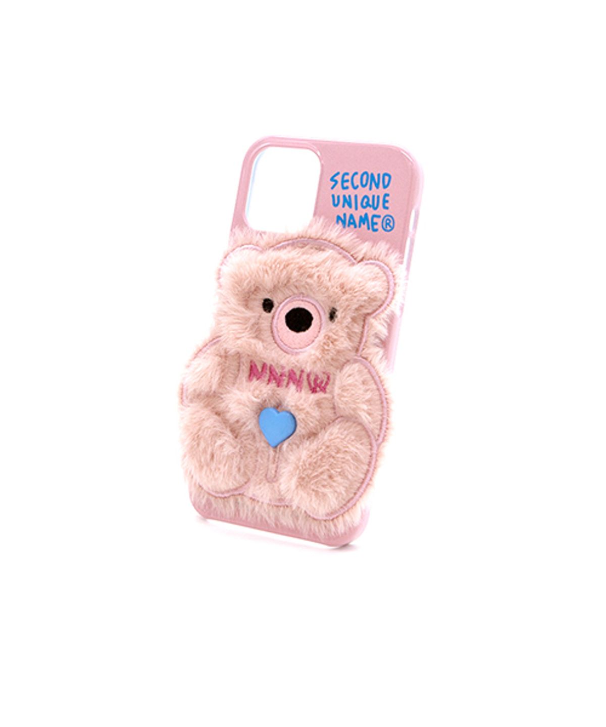 세컨드유니크네임(SECOND UNIQUE NAME) SUN CASE PATCH FUR BEAR LIGHT PINK