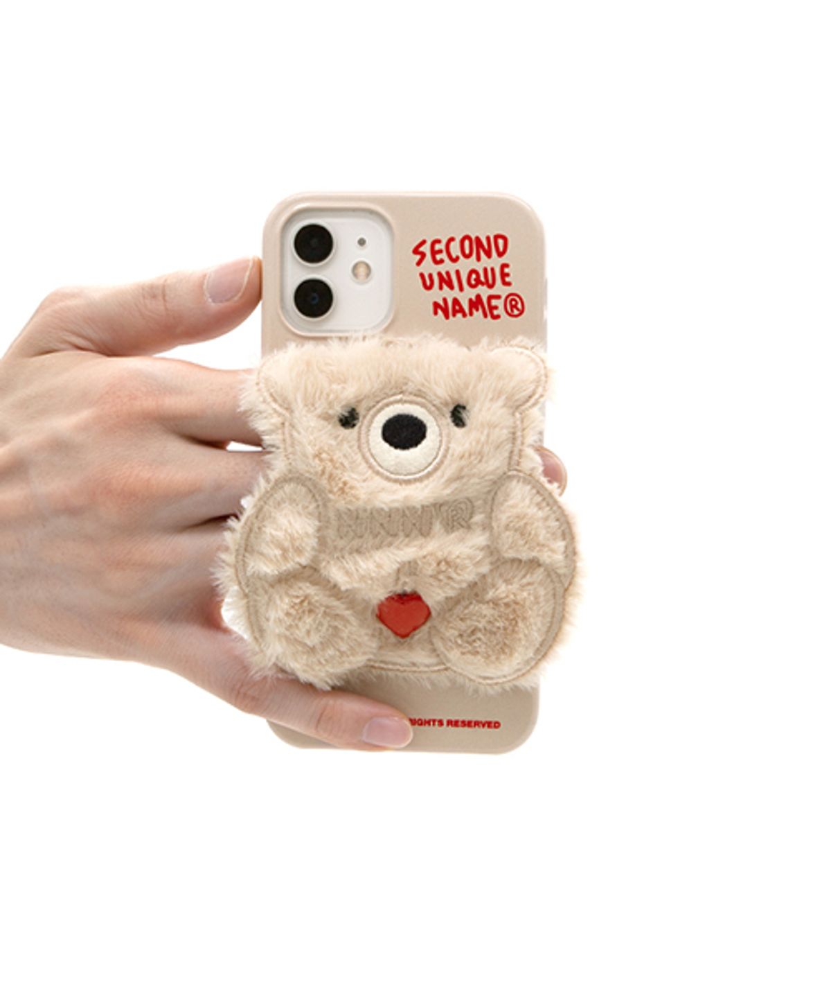 세컨드유니크네임(SECOND UNIQUE NAME) SUN CASE PATCH FUR BEAR MILKY IVORY