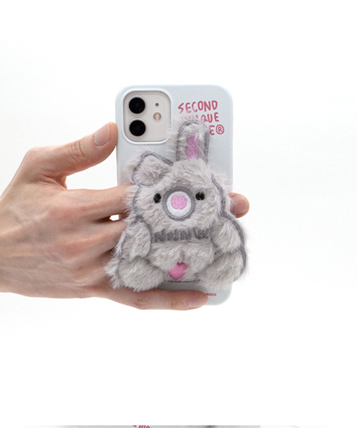 세컨드유니크네임(SECOND UNIQUE NAME) SUN CASE PATCH FUR RABBIT NOISE WHITE