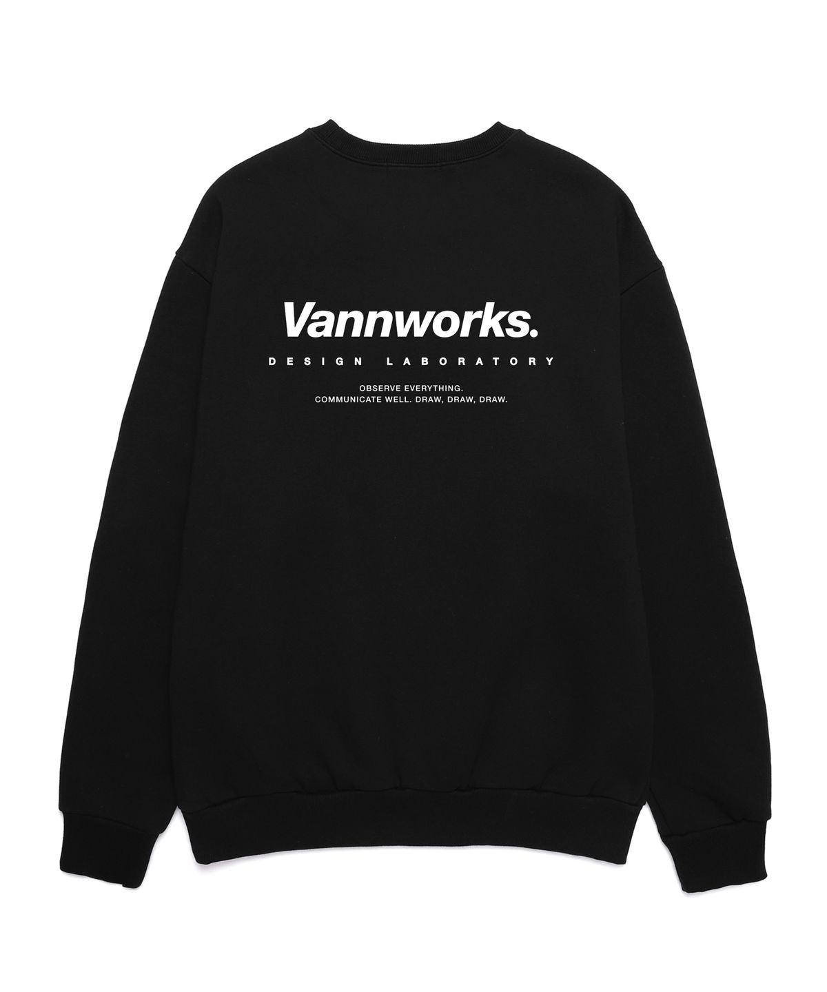 밴웍스(VANNWORKS) 뉴 미니멀리즘 로고 오버핏 맨투맨 (VNCTS101) 블랙