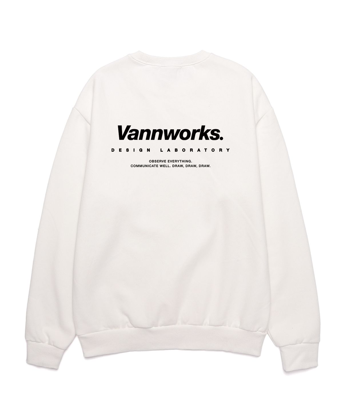 밴웍스(VANNWORKS) 뉴 미니멀리즘 로고 오버핏 맨투맨 (VNCTS101) 화이트