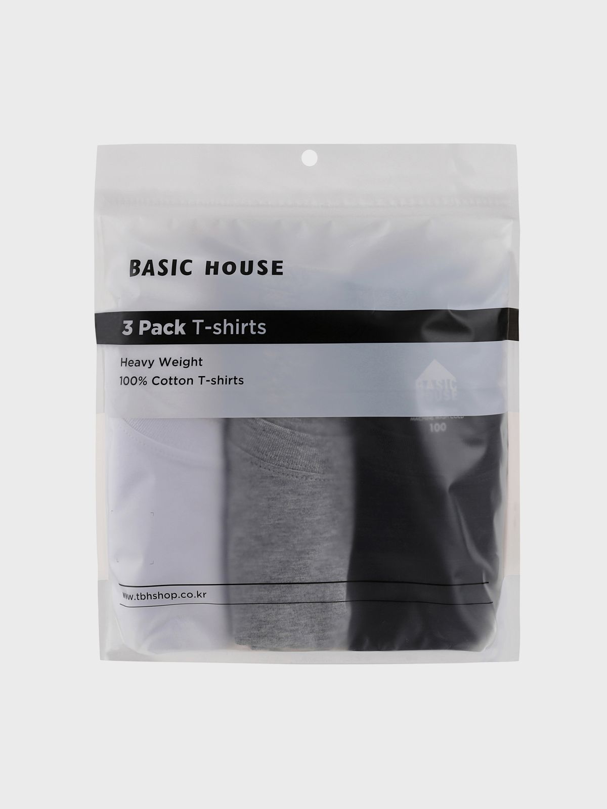 베이직하우스(BASIC HOUSE) [3PACK] 도톰한 순면 헤비웨이트 반팔티셔츠 3팩 (4color)