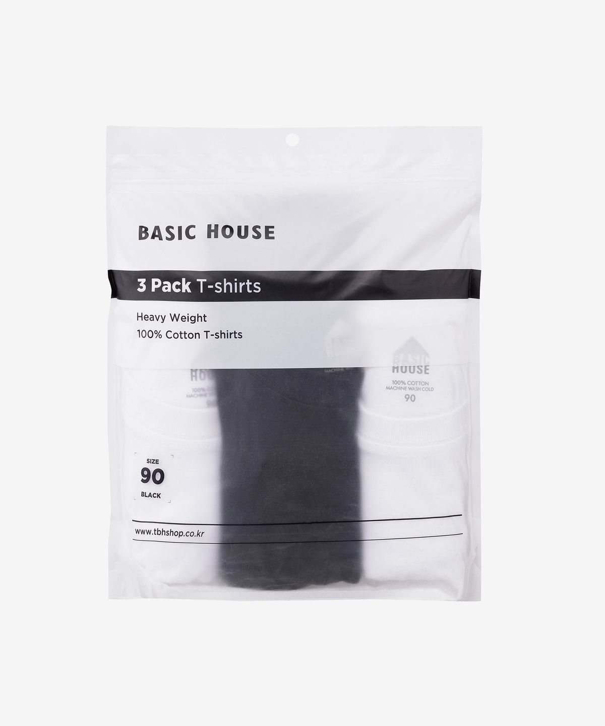 베이직하우스(BASIC HOUSE) [3PACK] 도톰한 순면 헤비웨이트 반팔티셔츠 3팩 (4color)