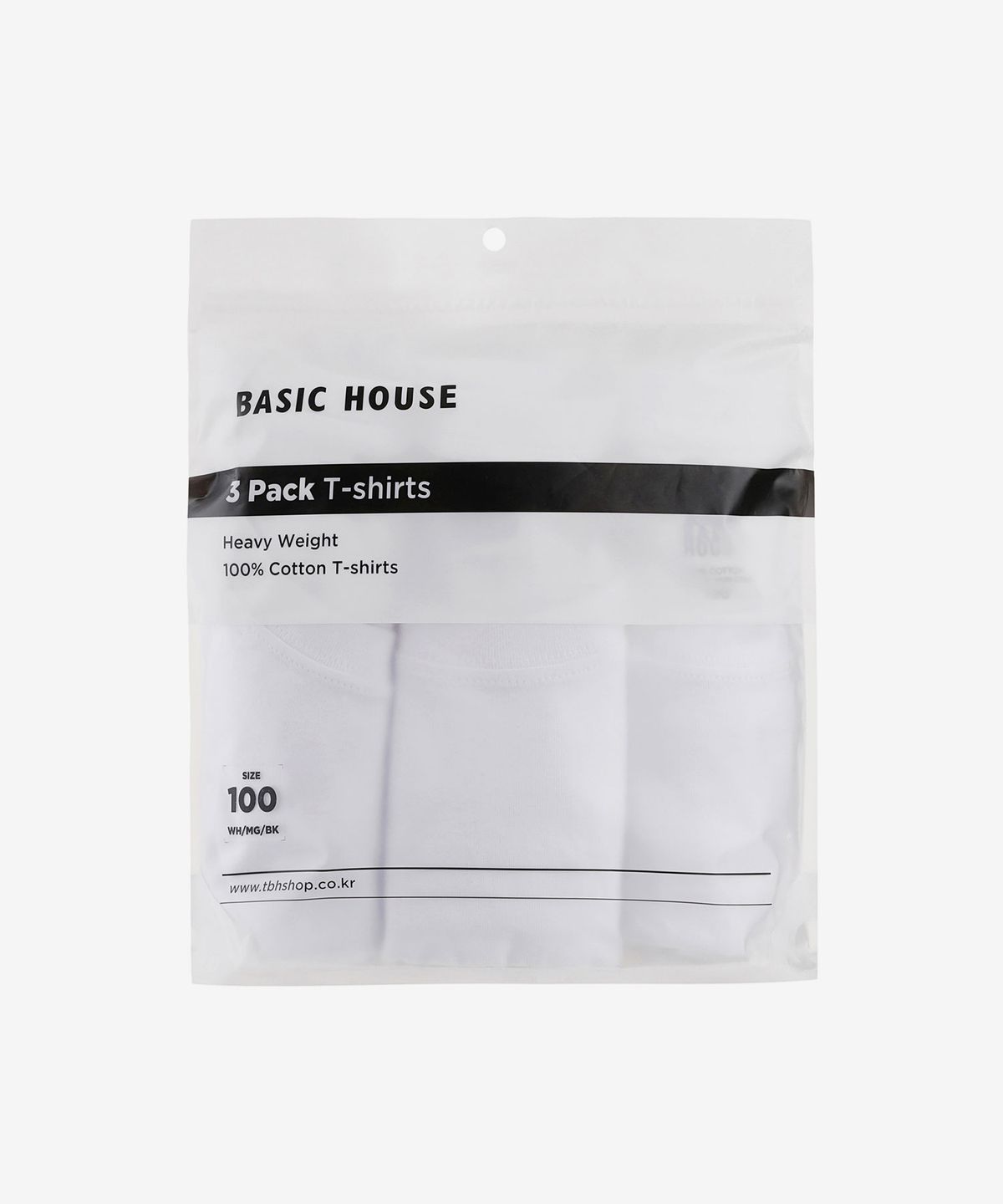 베이직하우스(BASIC HOUSE) [3PACK] 도톰한 순면 헤비웨이트 반팔티셔츠 3팩 (4color)