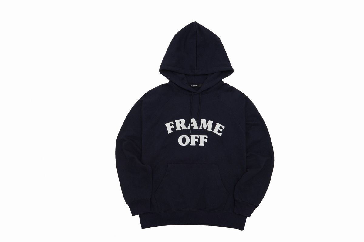 프레임 오프(FRAME OFF) 아치 로고 후드티 - 네이비