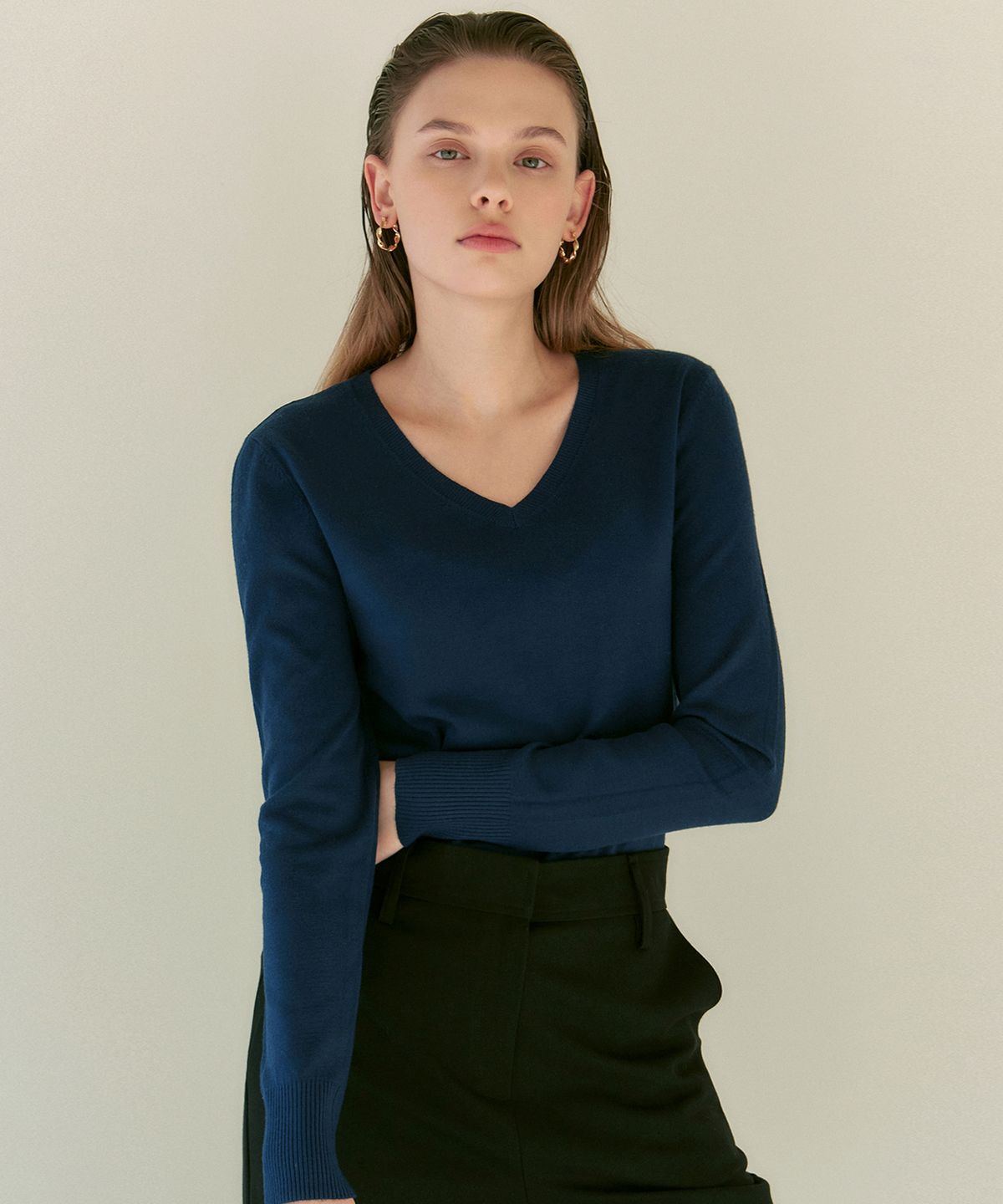 닉앤니콜(NICK&NICOLE) [ESSENTIAL] SOFT V NECK KNIT_7 COLOR