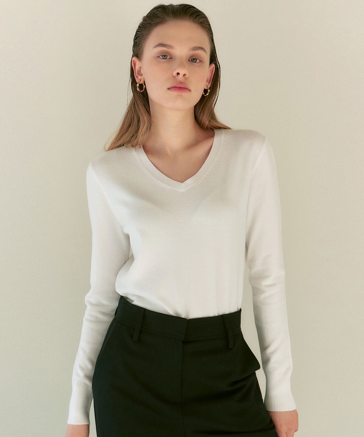 닉앤니콜(NICK&NICOLE) [ESSENTIAL] SOFT V NECK KNIT_7 COLOR