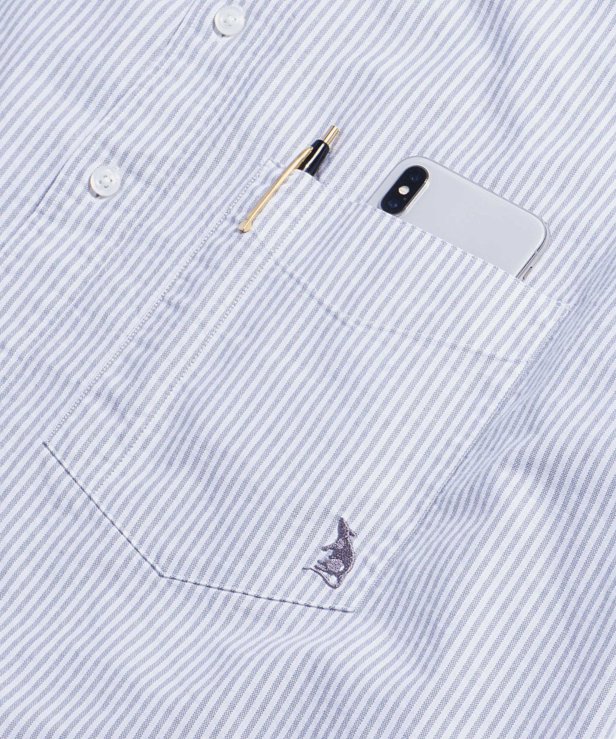 에스피오나지(ESPIONAGE) Oxford Over Shirt Grey Stripe
