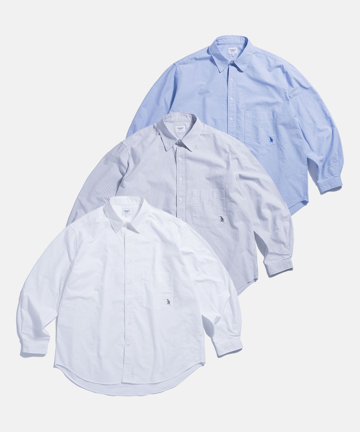 에스피오나지(ESPIONAGE) Oxford Over Shirt Grey Stripe