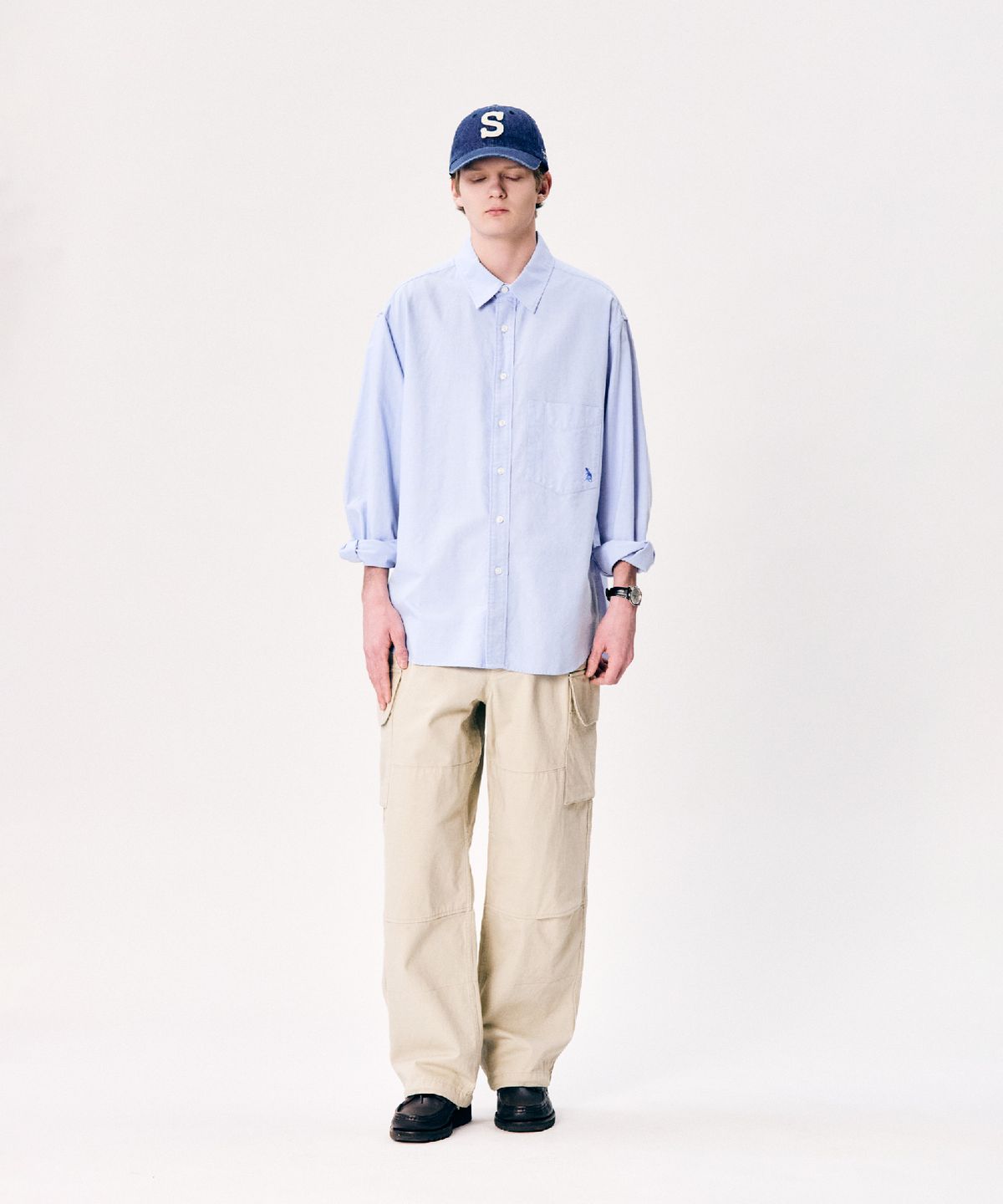 에스피오나지(ESPIONAGE) Oxford Over Shirt Blue