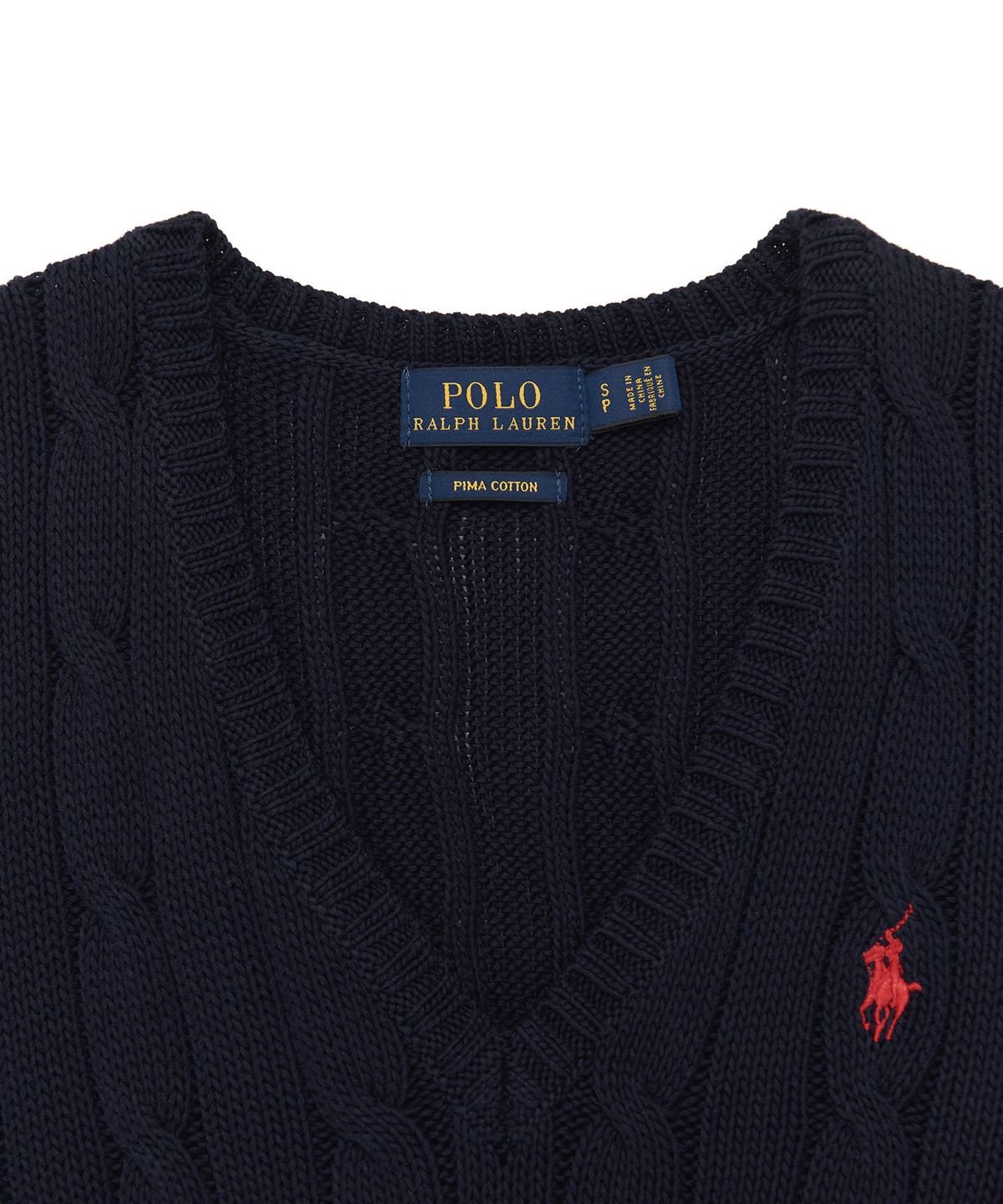 폴로 랄프 로렌(POLO RALPH LAUREN) W 케이블니트 V넥 스웨터 - 네이비