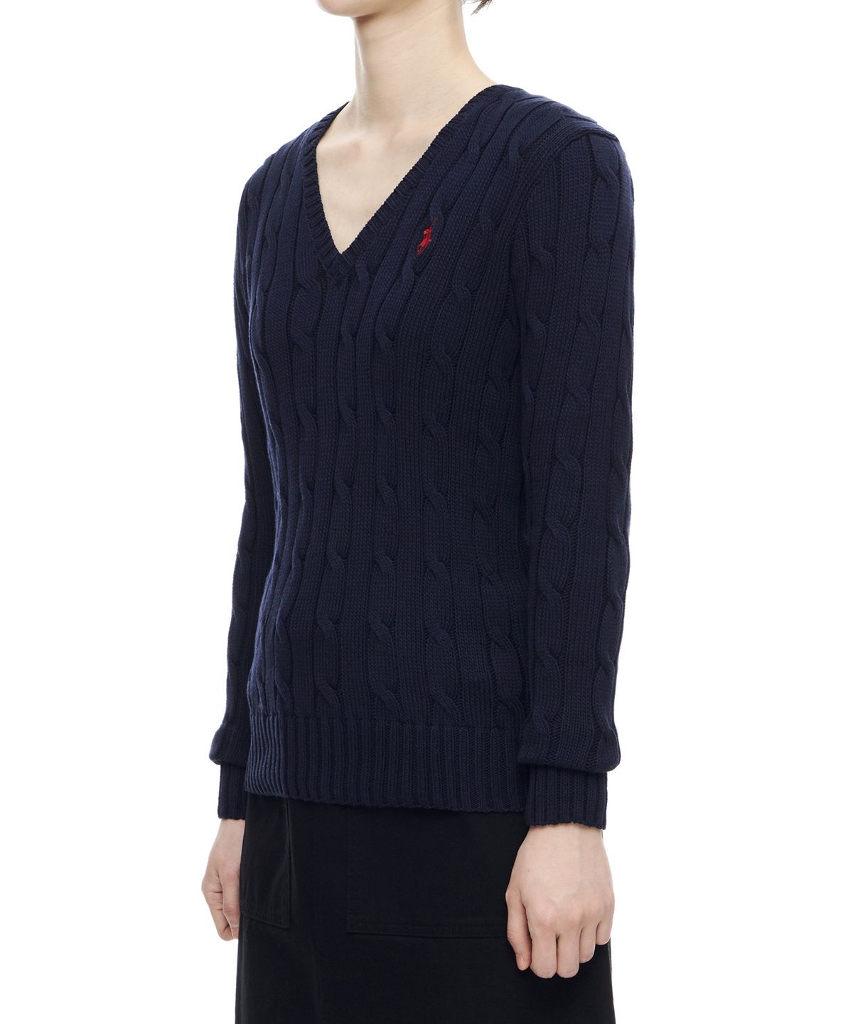 폴로 랄프 로렌(POLO RALPH LAUREN) W 케이블니트 V넥 스웨터 - 네이비