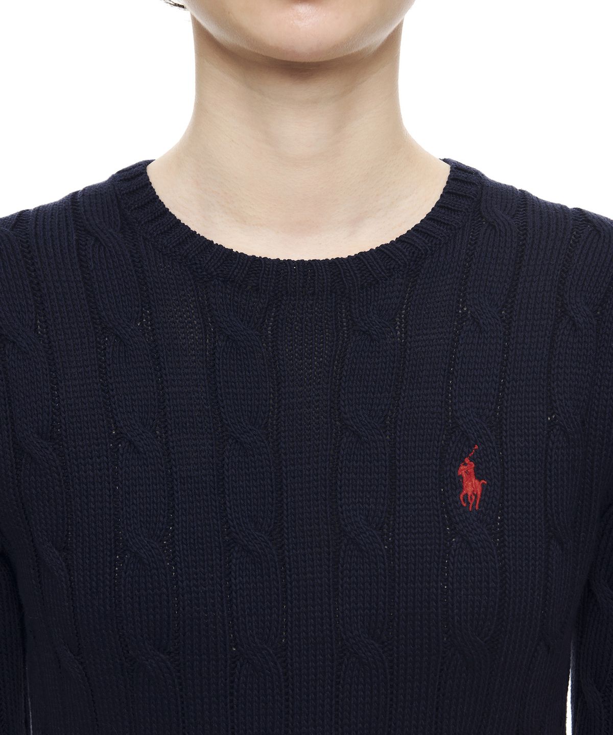 폴로 랄프 로렌(POLO RALPH LAUREN) W 슬림 핏 케이블니트 스웨터 - 네이비
