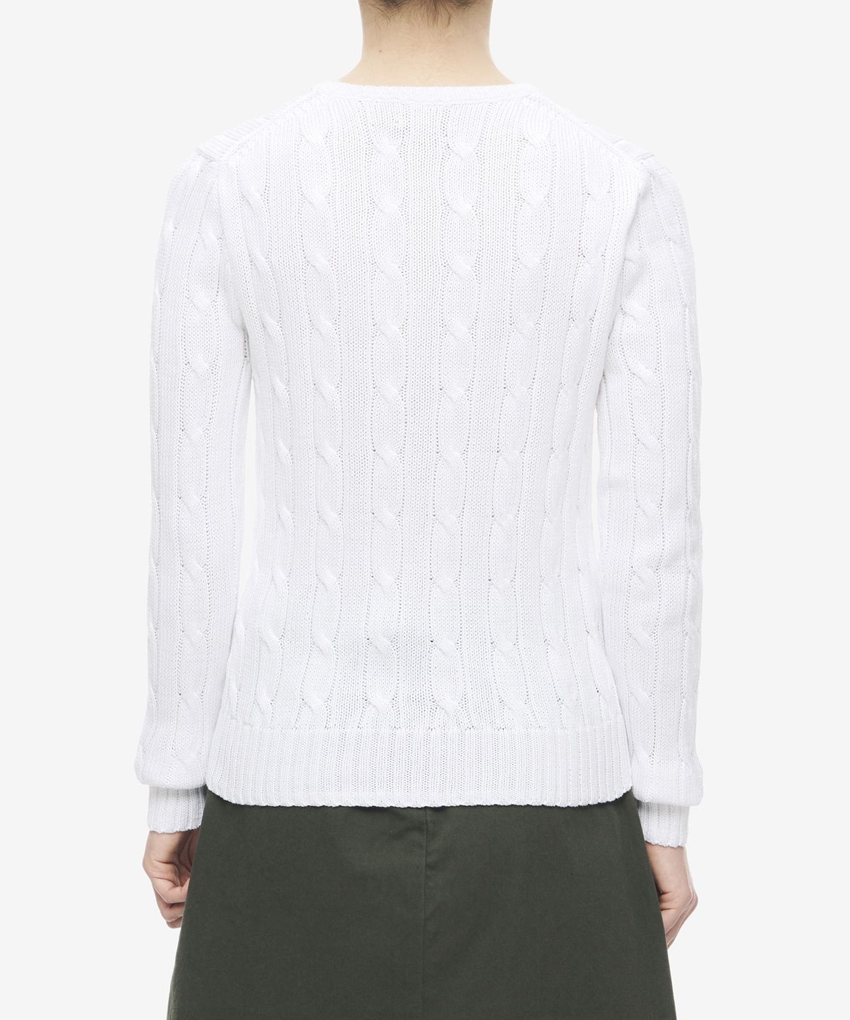 폴로 랄프 로렌(POLO RALPH LAUREN) W 슬림 핏 케이블니트 스웨터 - 화이트