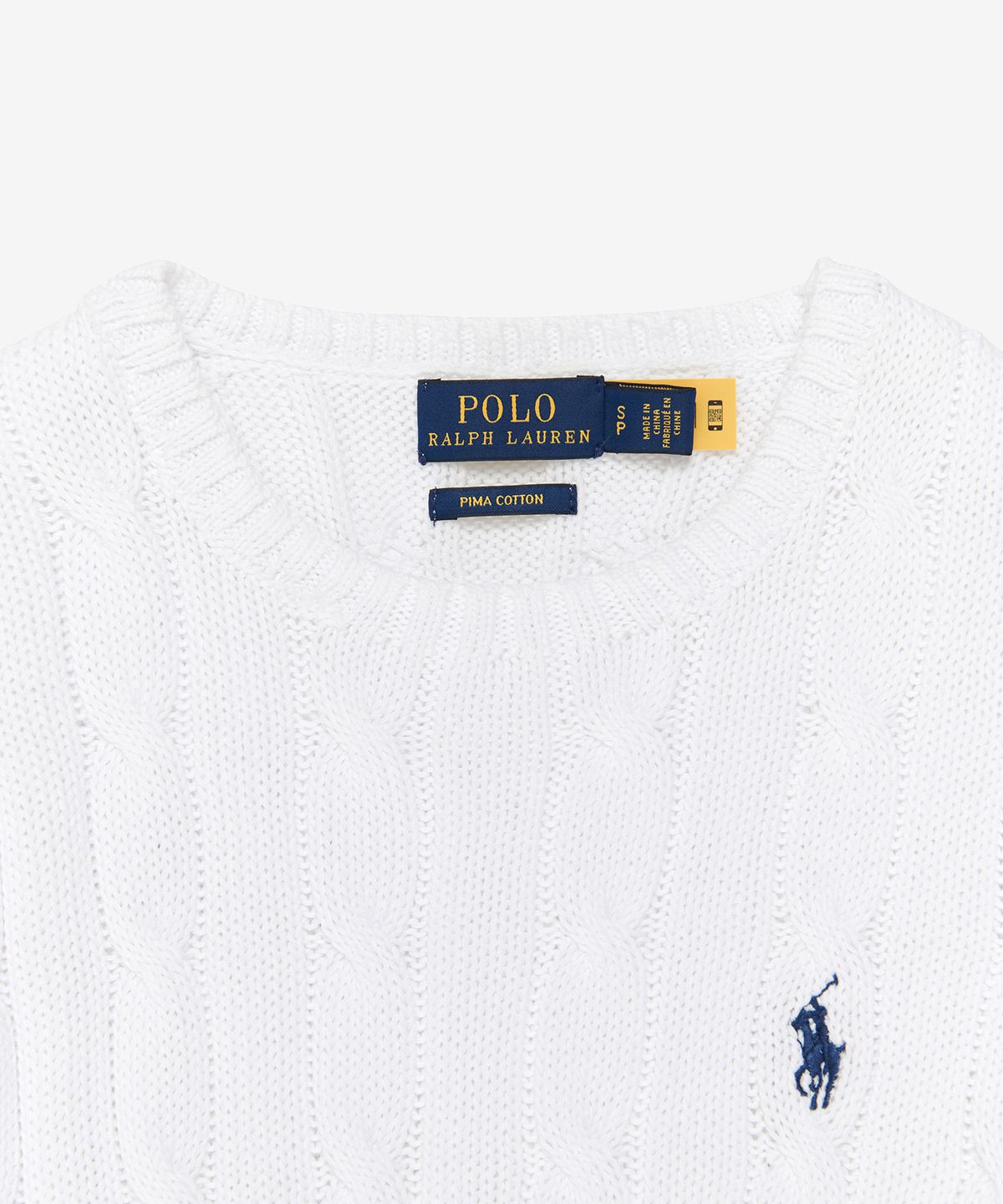 폴로 랄프 로렌(POLO RALPH LAUREN) W 슬림 핏 케이블니트 스웨터 - 화이트