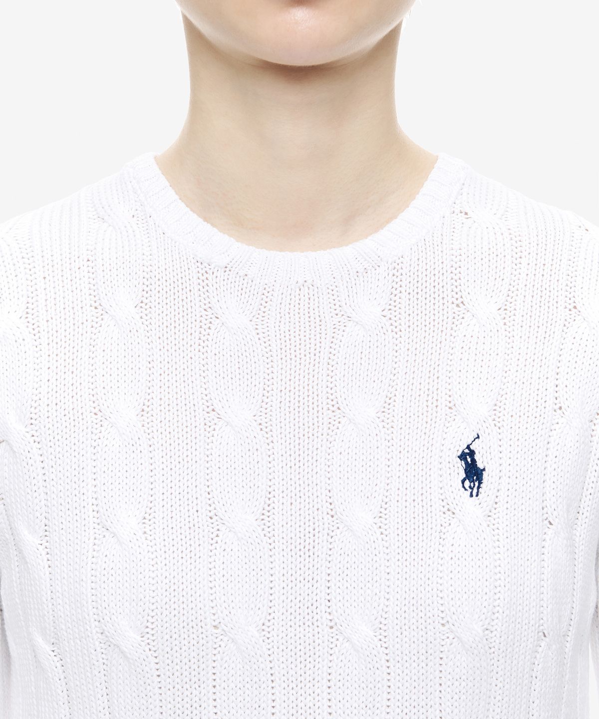 폴로 랄프 로렌(POLO RALPH LAUREN) W 슬림 핏 케이블니트 스웨터 - 화이트