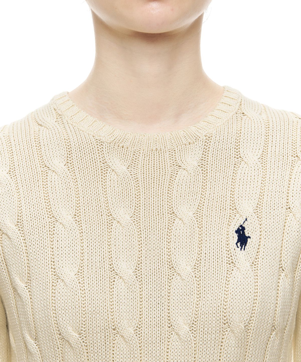 폴로 랄프 로렌(POLO RALPH LAUREN) W 슬림 핏 케이블니트 스웨터 - 크림