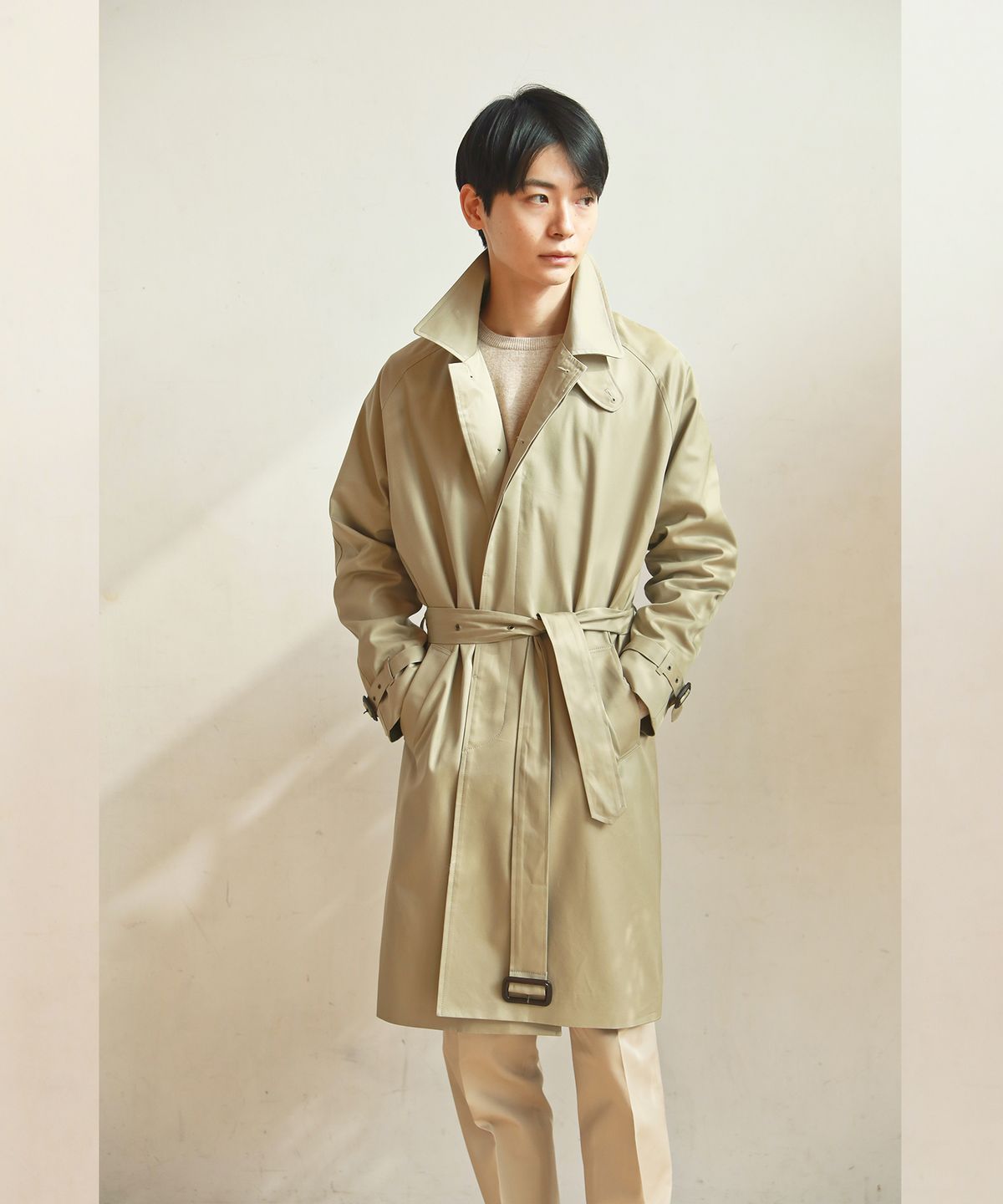 벨리프(BELLIEF) Gaberdine cotton Balmaccan Coat (Light Olive)
