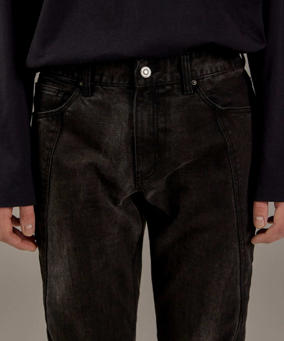 메종미네드(MAISON MINED) OPT TURNING DENIM PANTS BLACK