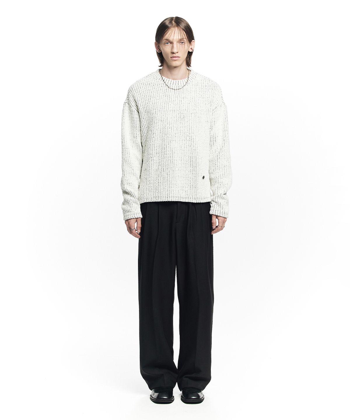 메종미네드(MAISON MINED) SAINT TWO TUCK WIDE PANTS BLACK
