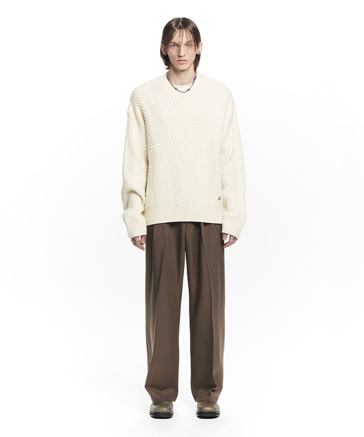 메종미네드(MAISON MINED) SAINT TWO TUCK WIDE PANTS BEIGE