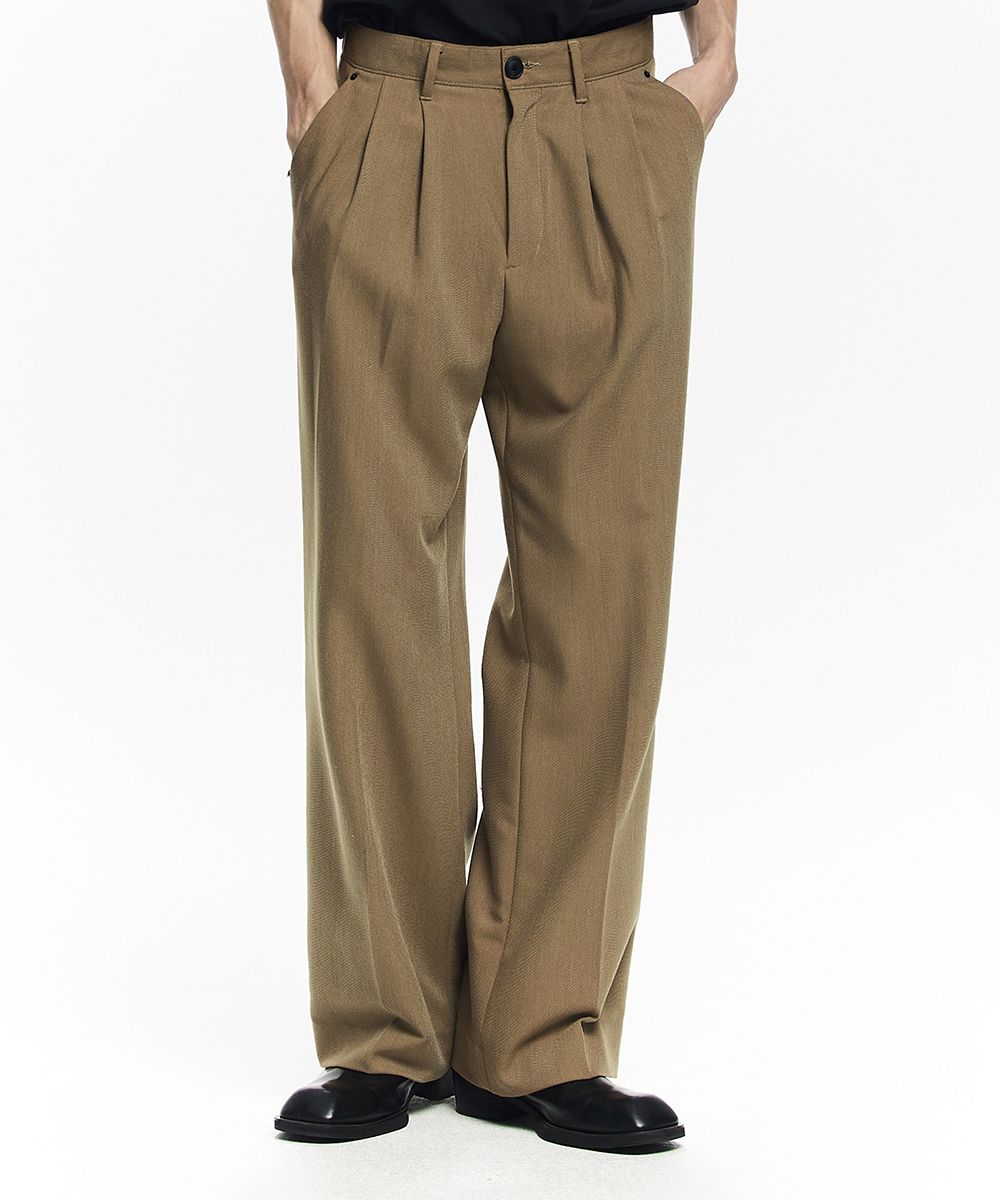 MUSINSA | MAISON MINED SAINT TWO TUCK WIDE PANTS BEIGE