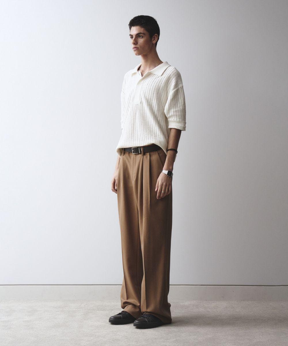 MUSINSA | MAISON MINED SAINT TWO TUCK WIDE PANTS BEIGE