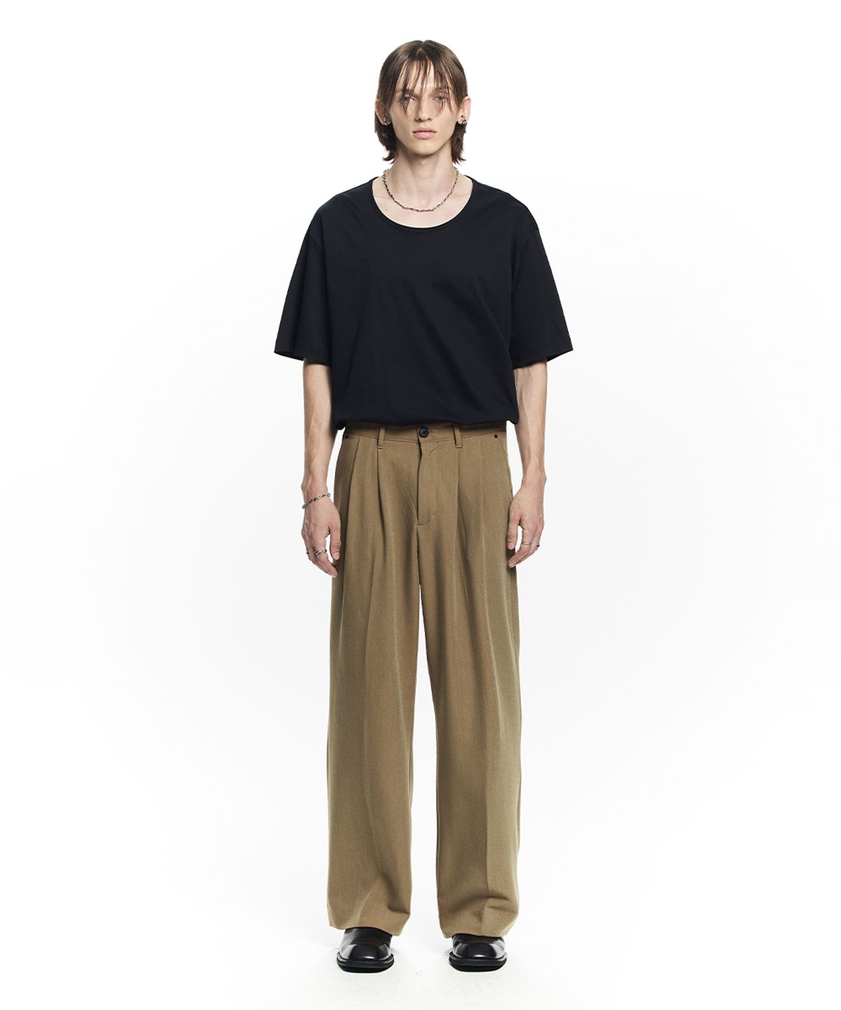 메종미네드(MAISON MINED) SAINT TWO TUCK WIDE PANTS BROWN