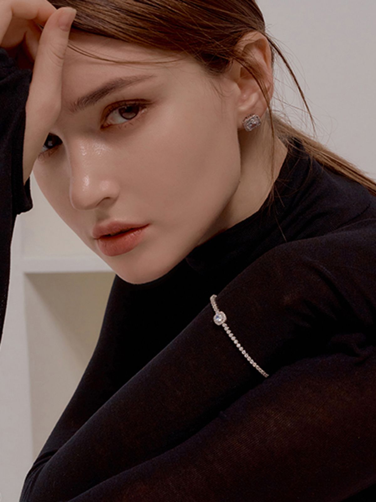 마씨에르(MACIER) 솔리테어 테니스 팔찌 (실버) - 15.5cm