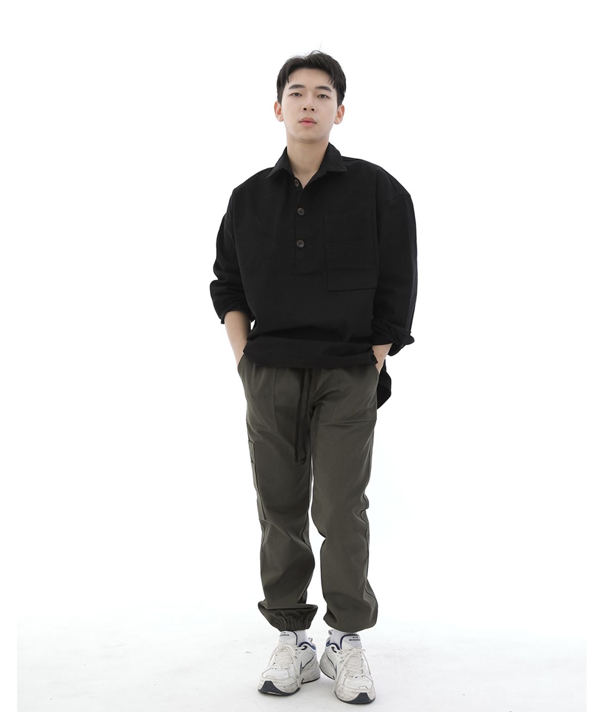 세인트크루(SAINTCREW) 투레이어 바텍포켓 버튼 풀오버셔츠 2L-403PS 블랙