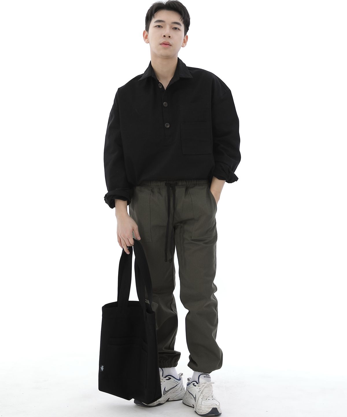 세인트크루(SAINTCREW) 투레이어 바텍포켓 버튼 풀오버셔츠 2L-403PS 블랙