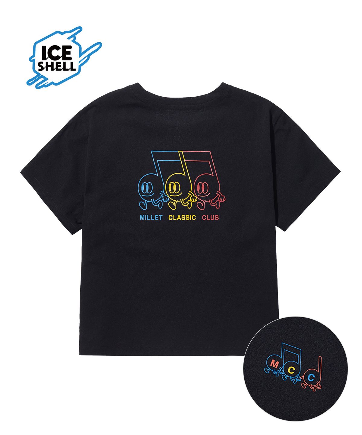 밀레 클래식(MILLET CLASSIC) NOTE SYMBOLS ICE SHELL CROP T-SHIRTS BLACK