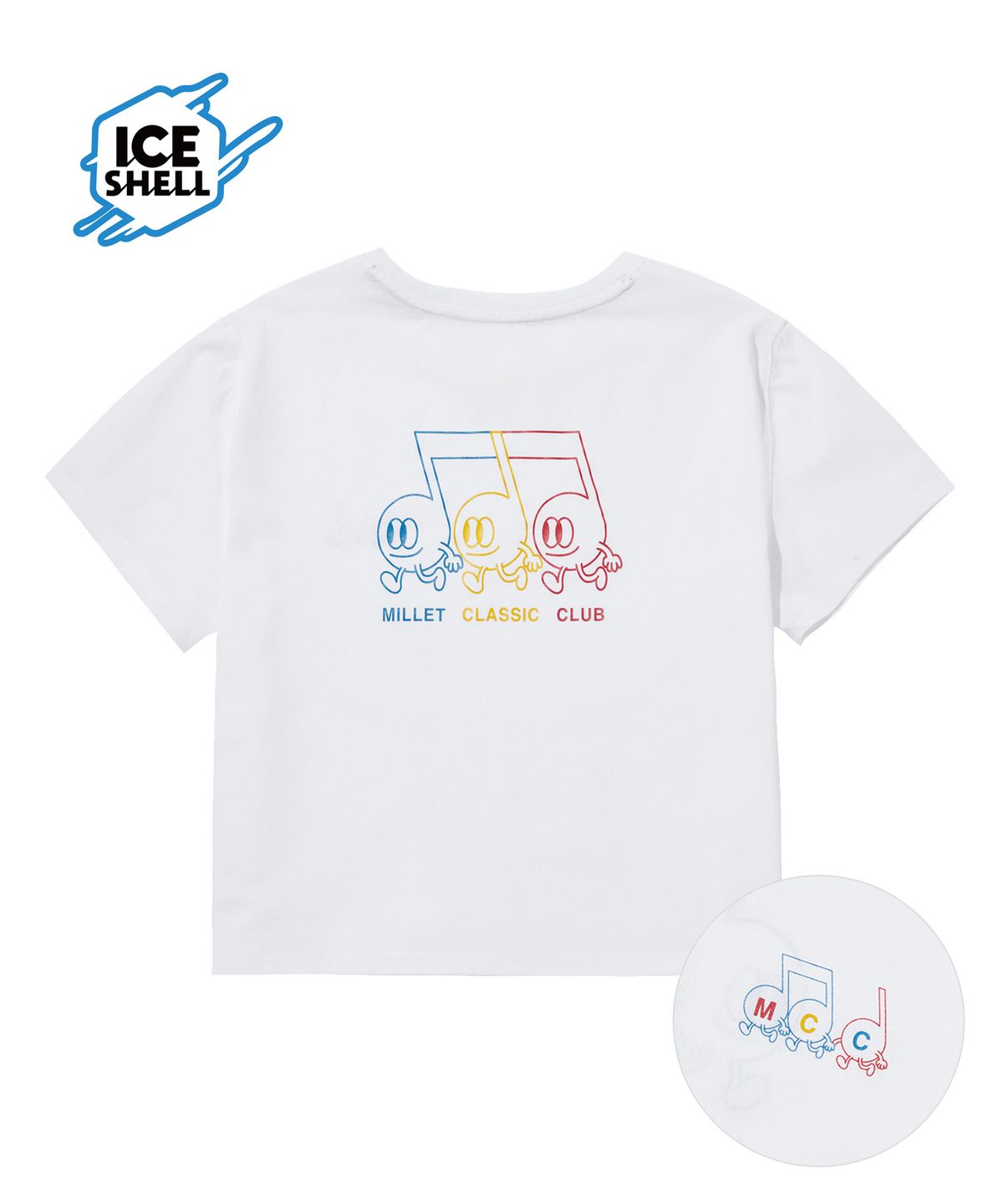 밀레 클래식(MILLET CLASSIC) NOTE SYMBOLS ICE SHELL CROP T-SHIRTS WHITE