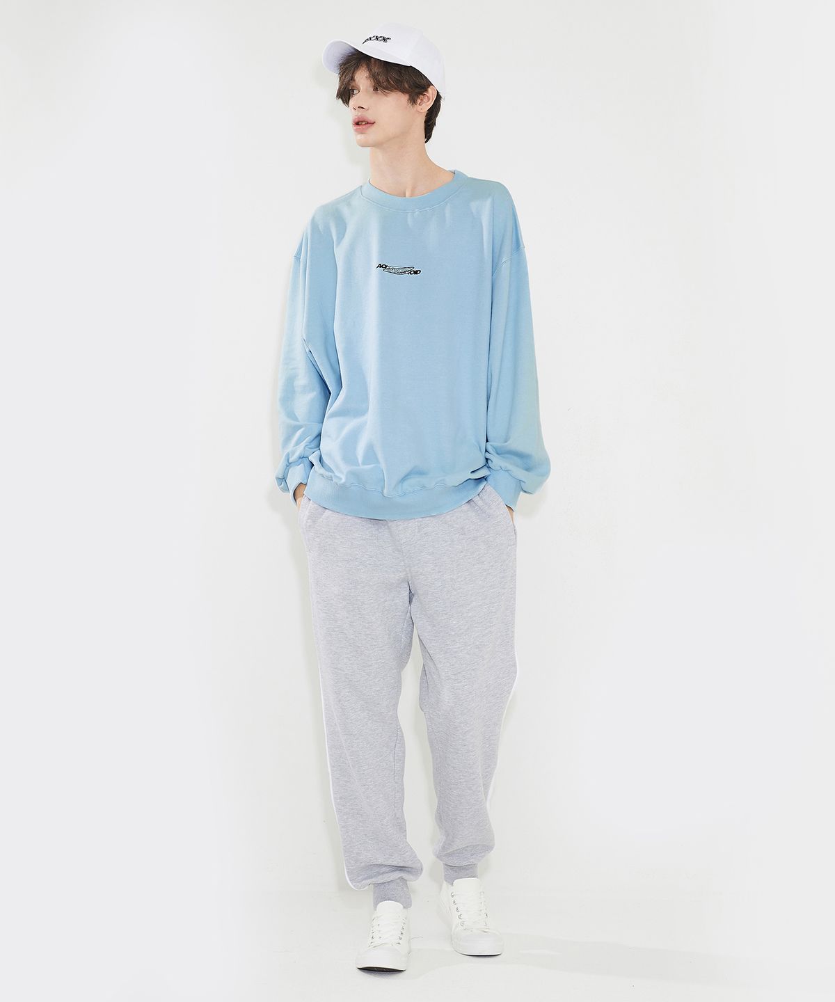 에이오엑스(AOX) RING Logo sweatshirt(Oversize fit) Sky Blue